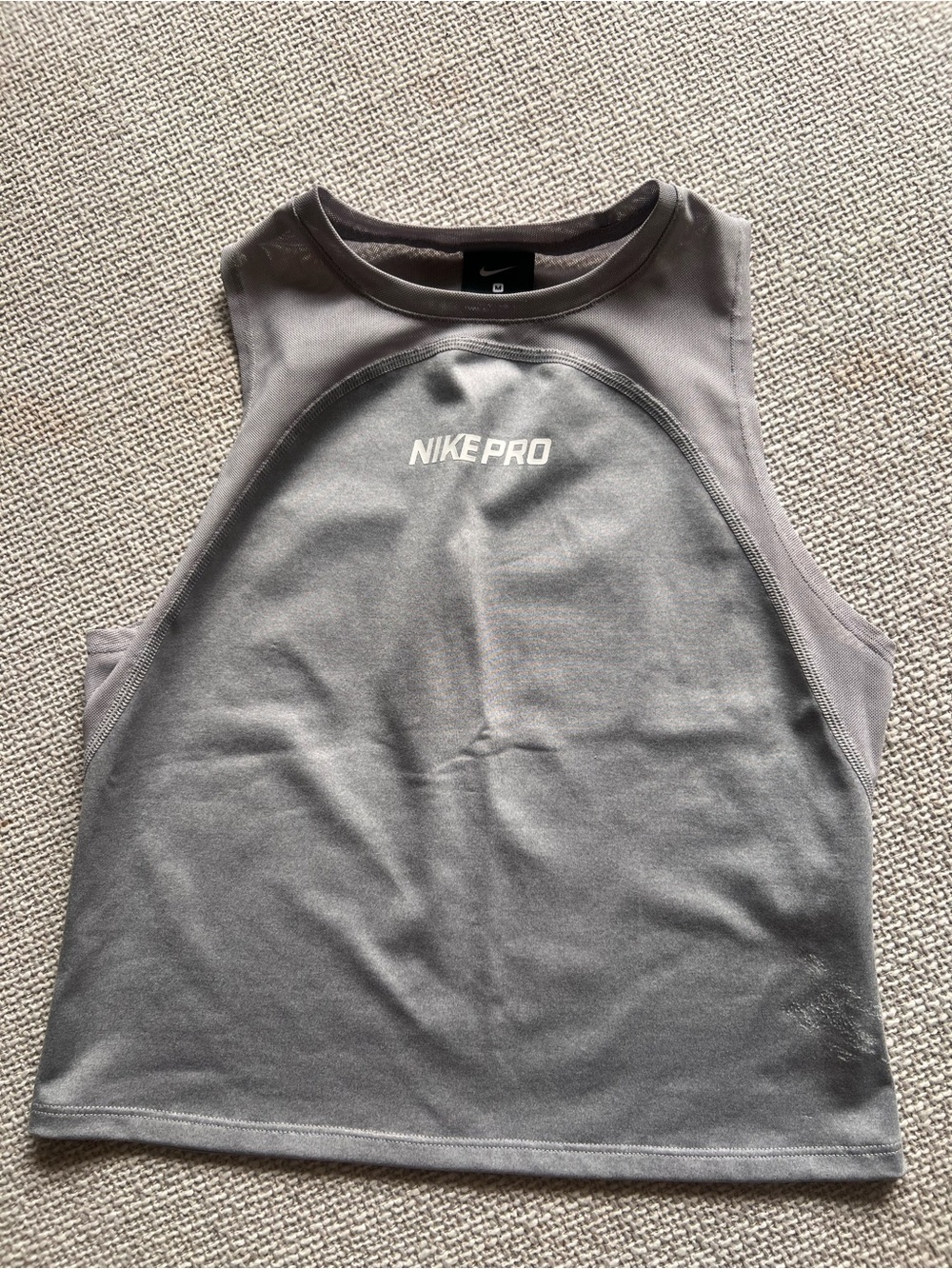 Nike Pro Women's Gray High-Neck Performance Cropped Tank -sz medium